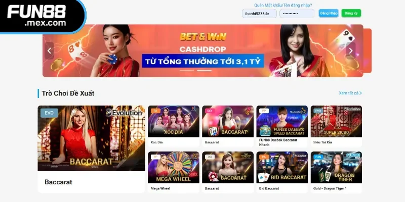 Sòng bạc casino đẳng cấp quốc tế tại fun88